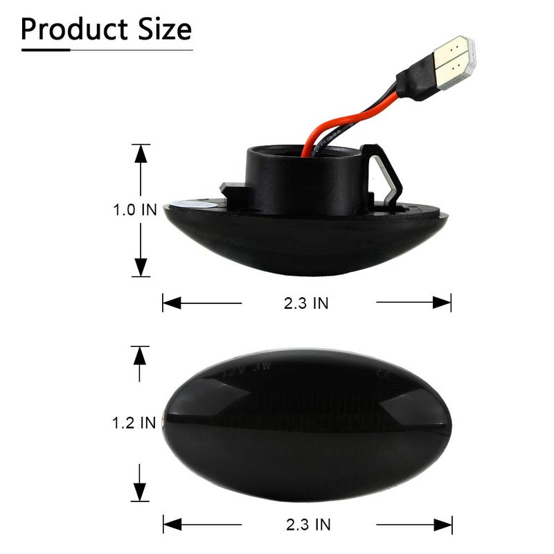 Gempro LED Side Marker Turn Signal Light Lamp Assembly for 2002-2006 MINI Cooper R50 R52 R53, Smoke Lens - Image 4